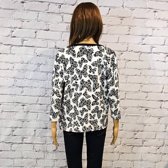 STUDIO WORKS! Boho black & white butterfly print cotton cardigan - Picture 8 of 9